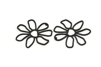Black Daisy Charm, 2 Oxidized Black Brass Daisy Charms With 1 Hole, Pendants, Earrings (54x1mm) D0646 H0999