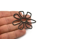 Black Daisy Charm, 2 Oxidized Black Brass Daisy Charms With 1 Hole, Pendants, Earrings (54x1mm) D0646 H0999