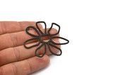Black Daisy Charm, 2 Oxidized Black Brass Daisy Charms With 1 Hole, Pendants, Earrings (54x1mm) D0646 H0999