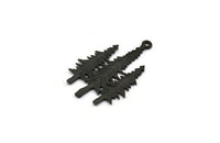 Black Tree Charm, 4 Oxidized Black Brass Tree Charms With 1 Loop, Pendant, Findings (30x21x1mm) N1090