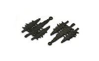 Black Tree Charm, 4 Oxidized Black Brass Tree Charms With 1 Loop, Pendant, Findings (30x21x1mm) N1090