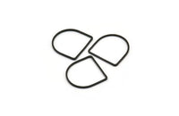 D Shape Rings, 24 Oxidized Black Brass D Shape Connectors, Rings  (19x19x1mm) BS 2329 H1177