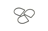 D Shape Rings, 24 Oxidized Black Brass D Shape Connectors, Rings  (19x19x1mm) BS 2329 H1177