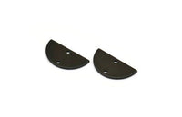 Semi Circle Pendant, 12 Oxidized Black Brass Semi Circle Blanks With 2 Holes (21x10x0.80mm) BS 1723