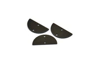 Semi Circle Pendant, 12 Oxidized Black Brass Semi Circle Blanks With 2 Holes (21x10x0.80mm) BS 1723