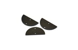Semi Circle Pendant, 12 Oxidized Black Brass Semi Circle Blanks With 2 Holes (21x10x0.80mm) BS 1723