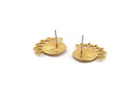 Gold Eye Earring, 2 Gold Plated Brass Eye Stud Earrings (20x18x0.80mm) N1305