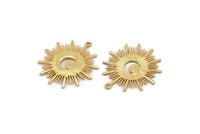 Gold Moon Charm, Gold Plated Brass Crescent Moon Charm With 1 Loop (36x32x1mm) N1479