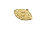 Gold Eye Charm, Gold Plated Brass Eye Charm With 1 Loop, Pendant - Pad Size 6mm (29x20mm) N1489