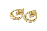 Moon Phases Charm, Gold Plated Brass Moon Phases Charm With 1 Loop, Pendant (44x33x1.5mm) N1129 H0963