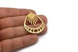 Moon Phases Charm, Gold Plated Brass Moon Phases Charm With 1 Loop, Pendant (44x33x1.5mm) N1129 H0963
