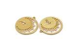 Gold Eye Charm, 2 Gold Plated Brass Eye Charms With 1 Loop, Pendants (30x28x1mm) N1453