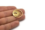 Gold Eye Charm, 2 Gold Plated Brass Eye Charms With 1 Loop, Pendants (30x28x1mm) N1453
