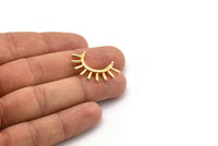 Gold Eyelash Charm, 2 Gold Plated Brass Eyelash Pendants With 2 Loops, Pendants, Earrings (30x19mm) N1153 H1173
