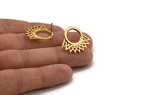 Stud Earrings, 2 Gold Plated Brass Earrings -  Round Stud Earrings - Ear Studs - Earring Findings (25x21x1.5mm) N1334