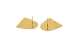 D Shaped Earring, 4 Textured Gold Plated Brass D Shaped Stud Earrings (20x20x0.50mm) D0698 A2090 H0357