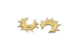 Gold Sun Charm, Gold Plated Brass Sun Pendant With 2 Loops (42x32mm) N1121