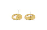 Gold Round Earring, 2 Textured Gold Plated Brass Half Moon Stud Earrings (16x1.2mm) N1261