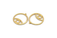 Gold Eye Charm, Gold Plated Brass Eye Pendant With 1 Loop, Finding (37x34x1.5mm) N1344