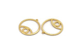 Gold Eye Charm, Gold Plated Brass Eye Pendant With 1 Loop, Finding (37x34x1.5mm) N1344