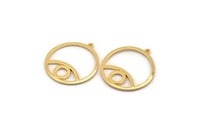 Gold Eye Charm, Gold Plated Brass Eye Pendant With 1 Loop, Finding (37x34x1.5mm) N1344