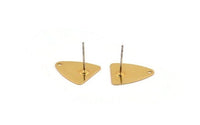 Gold Triangle Earring, 8 Gold Plated Brass Triangle Stud Earrings With 1 Hole (13.5x15mm) N0668 A2111