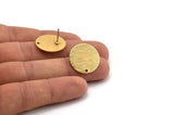 Gold Round Earring, 2 Textured Gold Plated Brass Round Stud Earrings With 1 Hole (20x0.70mm) M01360 A2363