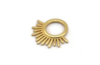 Gold Charm, 2 Gold Plated Brass - Sunshine Charm -  Gold Sun Charm - Findings (25x23x1.5mm) N1314