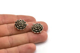 Silver Flower Charm, Antique Silver Plated Brass Flower Charm With 2 Loops, Findings (18x10mm) N1231