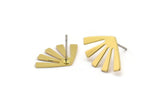 Brass Sun Earring, 10 Raw Brass Rising Sun Flag Stud Earrings (20x12x0.60mm) D960 A1245