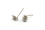 Silver Ladybug Earring, 12 Antique Silver Plated Brass Ladybug Stud Earrings (7mm) N1178