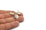 Silver Round Earring, 6 Textured Silver Tone Brass Round Stud Earrings With 1 Hole, Stamping Tags (12x0.80mm) A1855 A2255