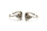 Silver Ring Settings, 2 Antique Silver Plated Brass Drop Ring With 1 Stone Setting - Pad Size 6mm N1112