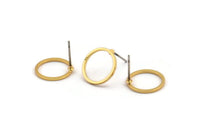 Gold Circle Earring, 6 Gold Plated Brass Circle Stud Earrings (13x1x1mm) Bs 1100 A2048