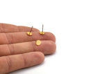 Gold Round Earring, 8 Textured Gold Plated Brass Round Earring Studs (6x0.80mm) M369