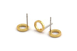 Gold Circle Earring, 8 Gold Plated Brass Circle Stud Earrings (8x1.5mm) D0546 A2040