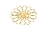 Brass Daisy Charm, 6 Raw Brass Flower Charms, Brass Flowers (44x0.60mm) A4626