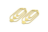 Brass Oval Charm, 12 Raw Brass Oval Charms With 1 Loop, Earring Charms (35x15x0.60mm) A4572