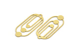 Brass Oval Charm, 12 Raw Brass Oval Charms With 1 Loop, Earring Charms (35x15x0.60mm) A4572