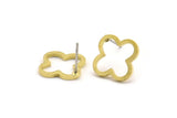Brass Flower Earring, 8 Raw Brass Flower Stud Earrings (12x1.2mm) BS 2021 A1254