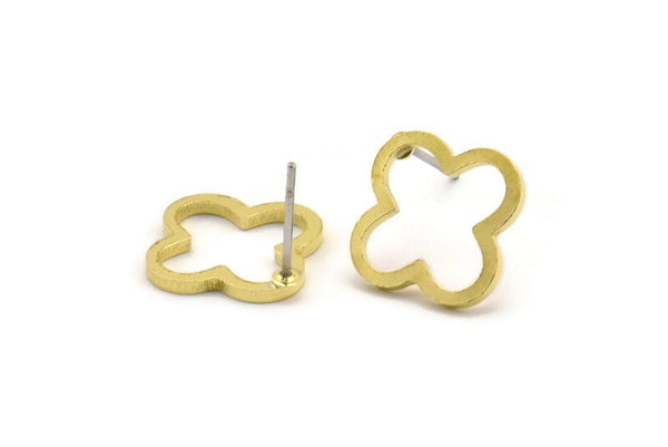 Brass Flower Earring, 8 Raw Brass Flower Stud Earrings (12x1.2mm) BS 2021 A1254
