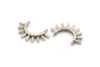 Silver Eyelash Charm, 2 Antique Silver Plated Brass Eyelash Pendants With 2 Loops, Pendants, Earrings (30x19mm) N1153 H1173