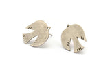 Silver Bird Earring, 4 Antique Silver Plated Brass Bird Stud Earrings (18x14x0.80mm) A2719 Y098