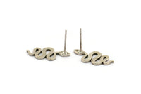 Gümüş Yılan Küpe, 8 Antik Gümüş Kaplama Pirinç Yılan Küpe (18x8x0,80 mm) A2657 Q0426