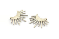 Moon and Sun, 2 Antique Silver Plated Brass Crescent Moon Pendants With 2 Loops (28x17x0.80mm) N0991