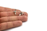 Silver Fly Earring, 4 Antique Silver Plated Brass Fly Stud Earrings, Findings (17x9x0.70mm) N1194