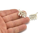 Silver Leaf Charm, 8 Antique Silver Plated Brass Leaf Charms With 1 Hole, Earrings (36x22x1.5mm) A1363