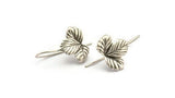 Silver Leaf Earring, 2 Antique Silver Plated Brass Leaf Stud Earrings, Findings (19x16x0.80mm) N1230 Q0550