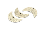 Silver Moon Charm, 2 Hammered Antique Silver Plated Brass Moons With 2 Holes, Necklace Horn Charm (26x10x1mm) N0975