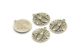 Silver Bee Charm, 2 Antique Silver Plated Brass Bee Charms With 1 Loop, Pendants, Findings (19x17x2mm) N1195